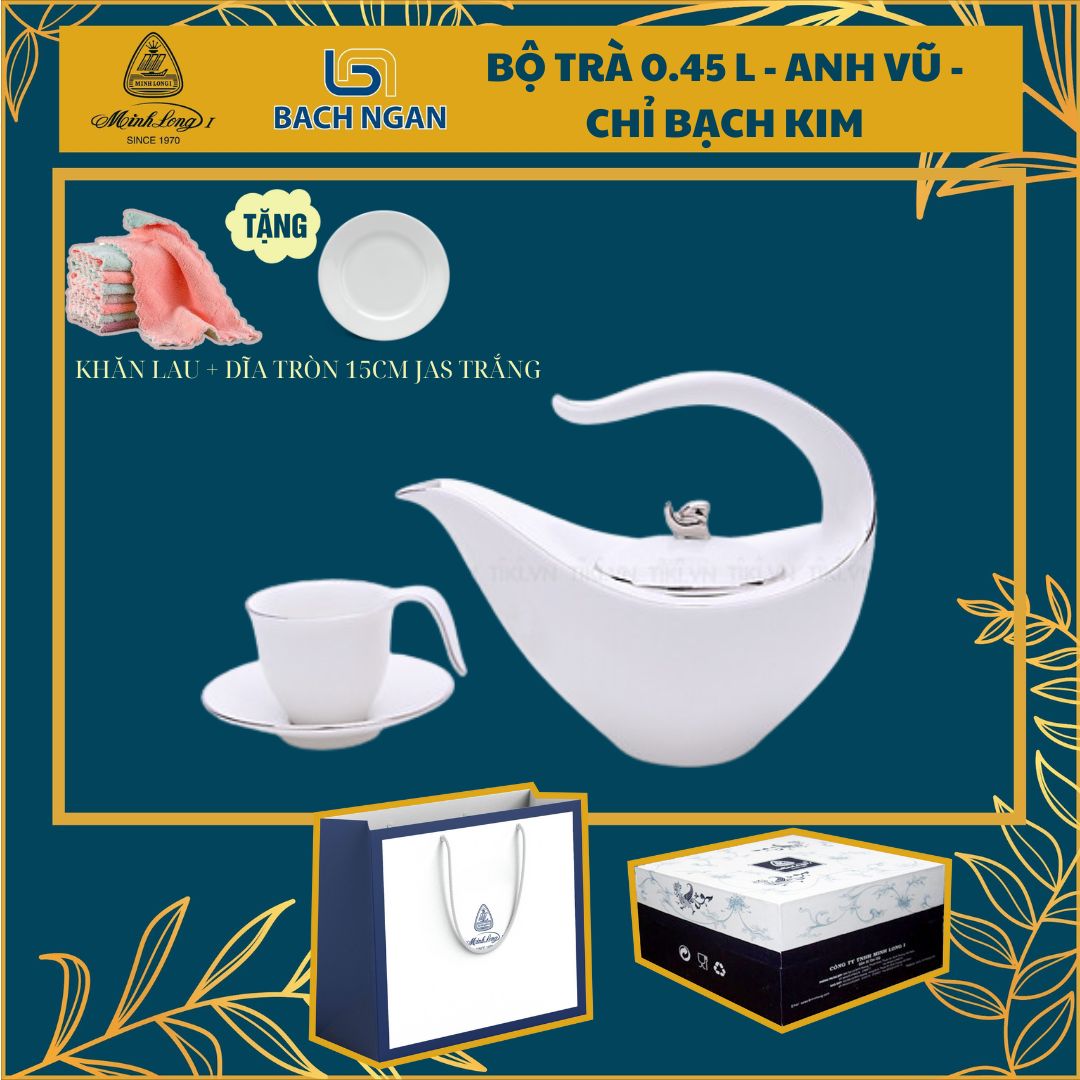 Bộ Ấm Trà 0.45 Anh Vũ Chỉ Bạch Kim – Gốm Sứ cao cấp Minh Long I