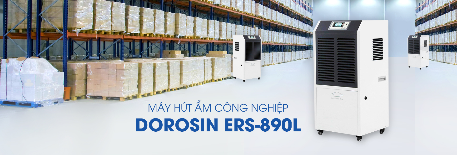 Máy hút ẩm công nghiệp Dorosin ERS-890LS- công suất 90 lít/ ngày - diện tích dùng 110-150m2 - HÀNG NHẬP KHẨU CHÍNH HÃNG