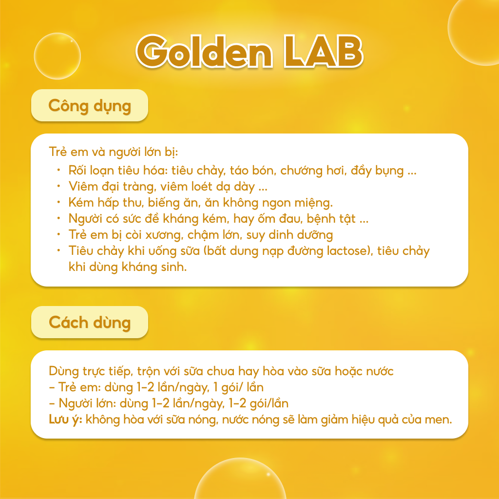 Men vi sinh Golden Lab - Nhập khẩu từ Hàn Quốc hộp 60 gói