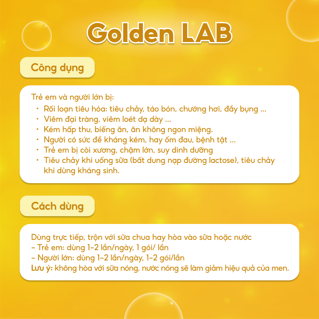 Men vi sinh Golden Lab - Nhập khẩu từ Hàn Quốc hộp 60 gói 