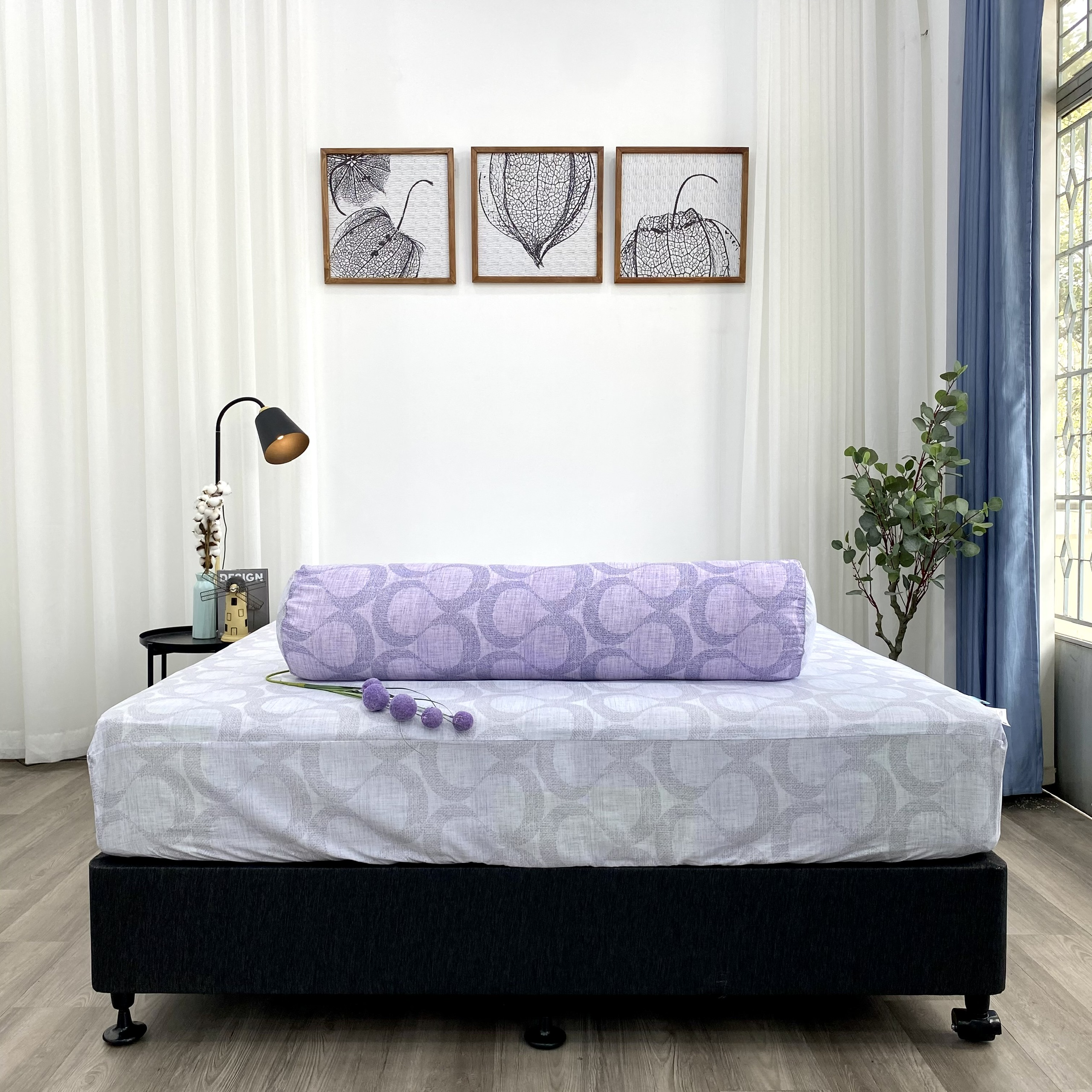 Bộ ga giường  KBedding by Everon KMTP 116 Microtencel Xám phối tím (4 món)