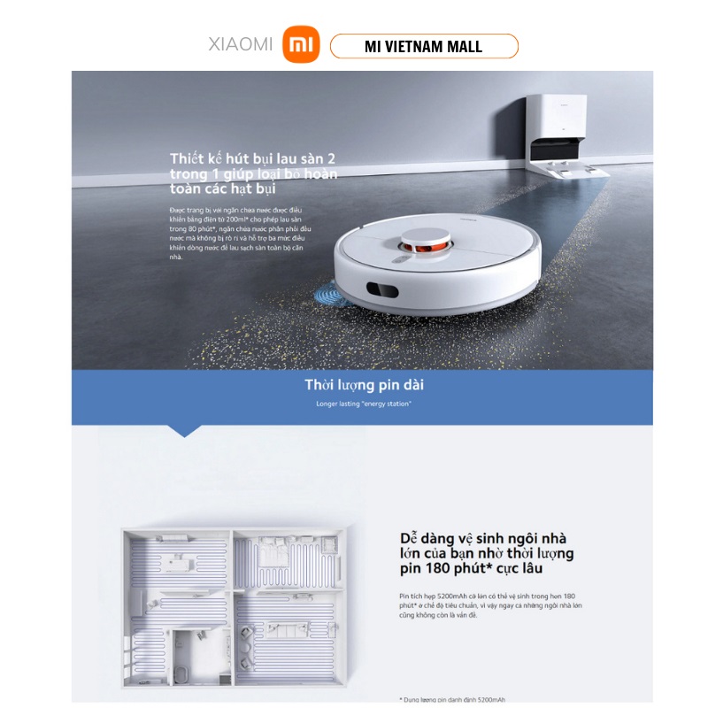 Robot hút bụi lau nhà Xiaomi Robot Vacuum X10 - Hàng Chính Hãng