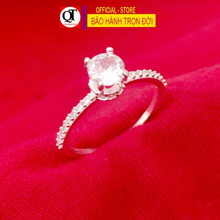 Nhẫn nữ bạc ta không gỉ đính đá kim cương nhân tạo 6ly trang sức Bạc Quang Thản – QTNU.TN96