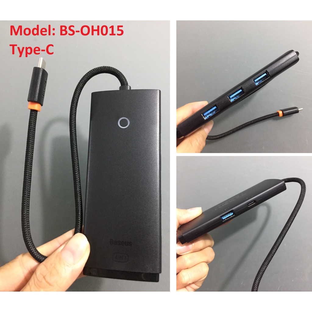 [Ra 4 cổng USB3.0 ] Bộ chuyển cổng Type-C / USB 4 trong 1 Baseus Lite Series BS-OH012 / BS-OH015 _ Hàng chính hãng