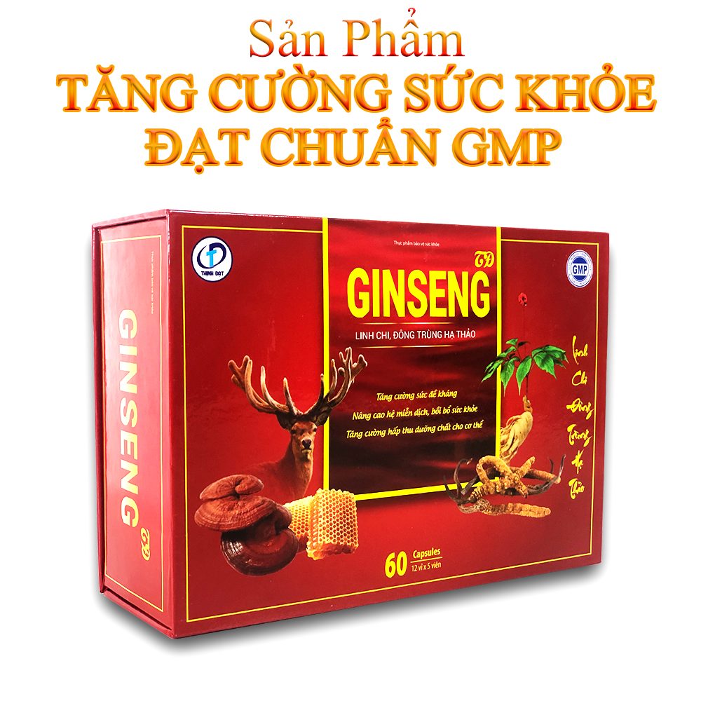 GINSENG TD - Viên uống Nhân Sâm Bồi bổ sức khỏe, tăng cường thể lực, tăng cường sức đề kháng, nâng cao hệ miễn dịch, giúp ăn ngon, tiêu hóa tốt, tăng cường hấp thu (Hộp 60 viên)