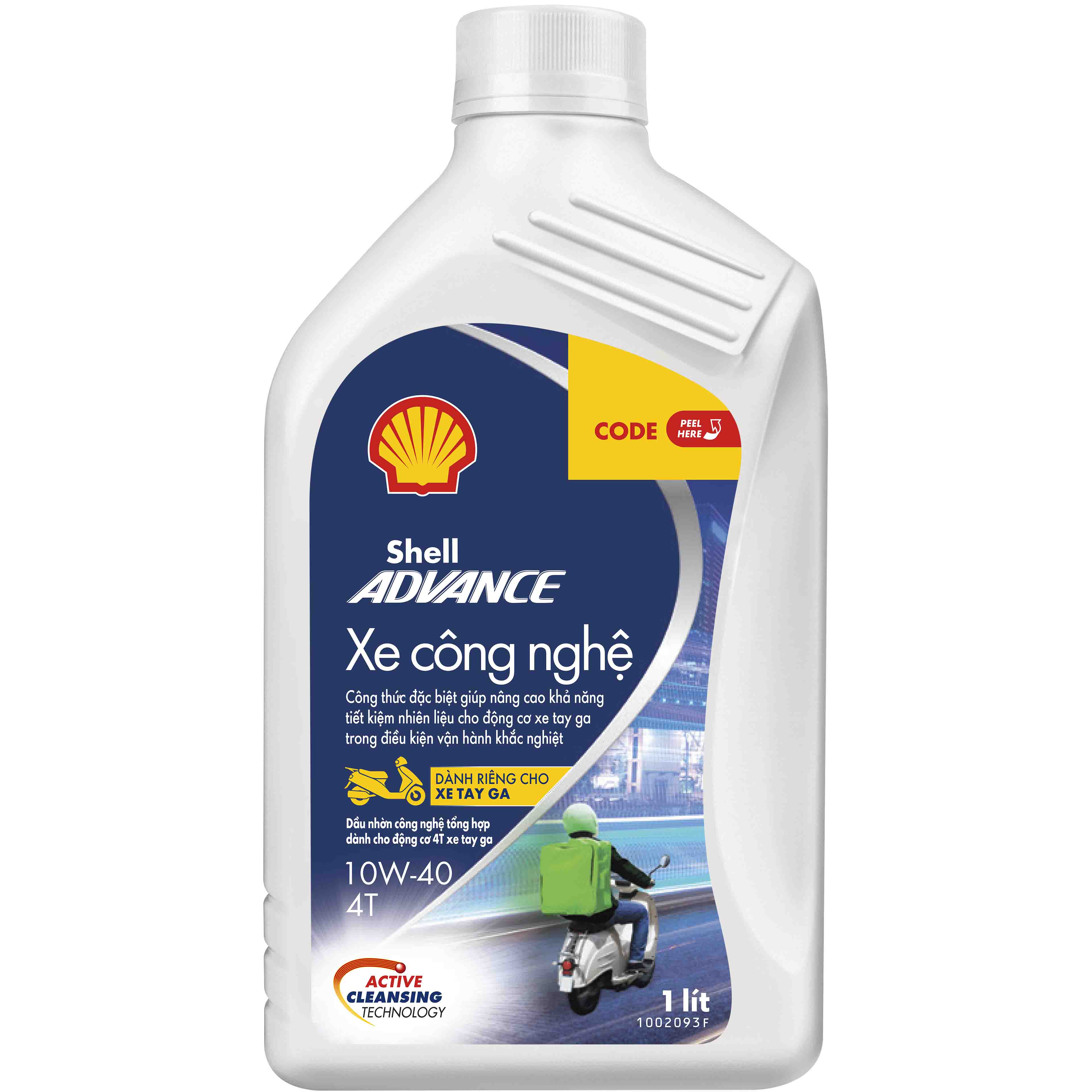 Dầu nhớt 4T Shell Advance TECHBIKE Scooter xe công nghệ 10W40 SN 1L