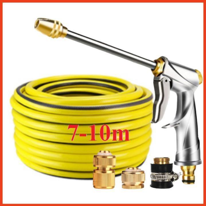 Bộ dây vòi xịt nước rửa xe, tưới cây . tăng áp 3 lần, loại 7m, 10m 206701-2 đầu đồng, cút đồng