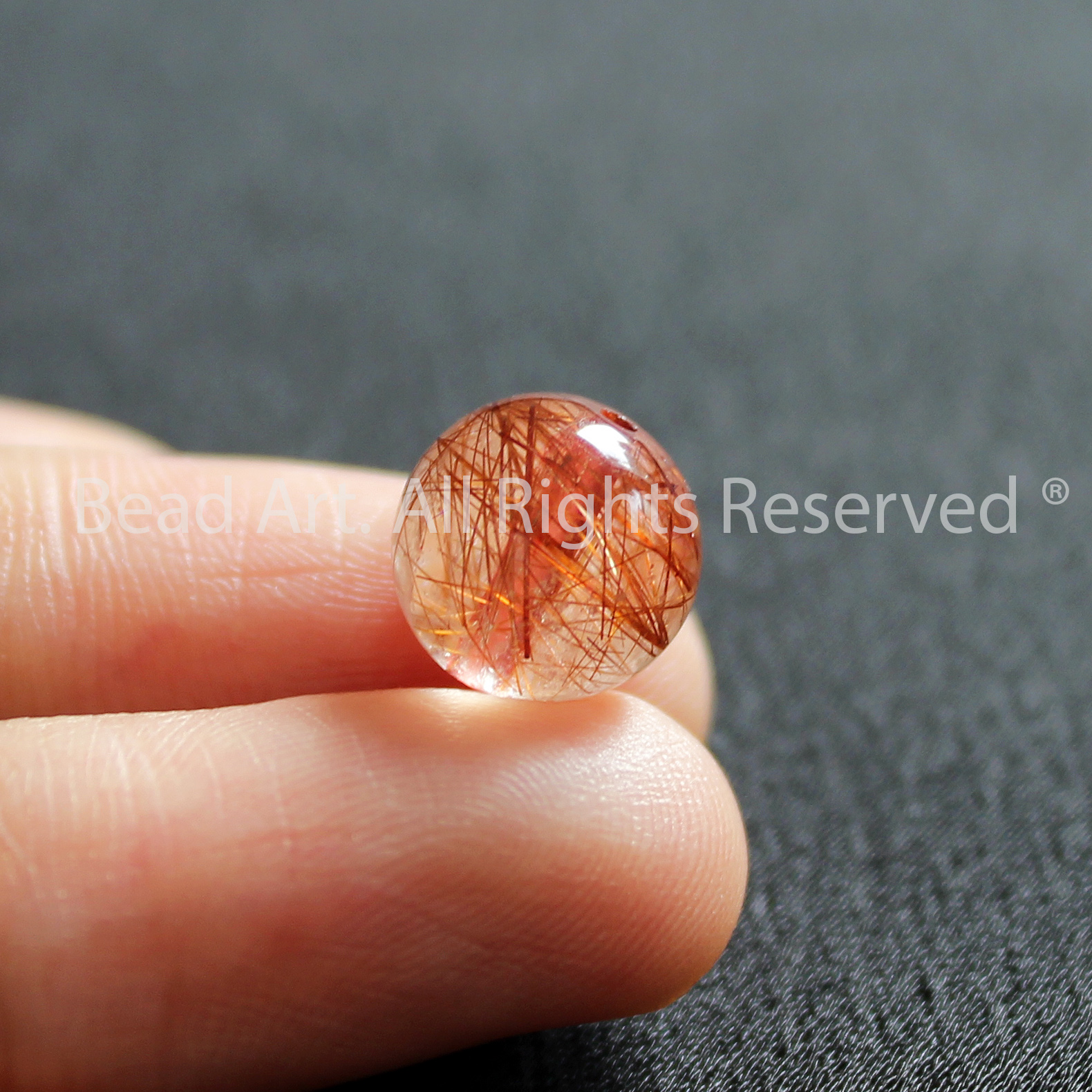 9MM Đá Thạch Anh Tóc Đỏ Tự Nhiên  Loại AA, Hợp Mệnh Hoả, Thổ, Vòng Tay Phong Thuỷ, Chuỗi Hạt - Bead Art