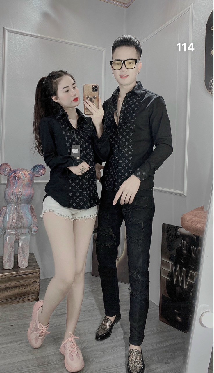 Áo sơ mi nam nữ tay dài , áo đôi nam nữ