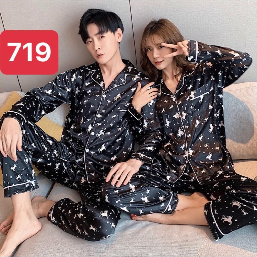 Bộ đồ ngủ Pijama lụa Satin sang trọng cho các cặp đôi - Bộ đồ đôi nam nữ (hàng có sẵn)