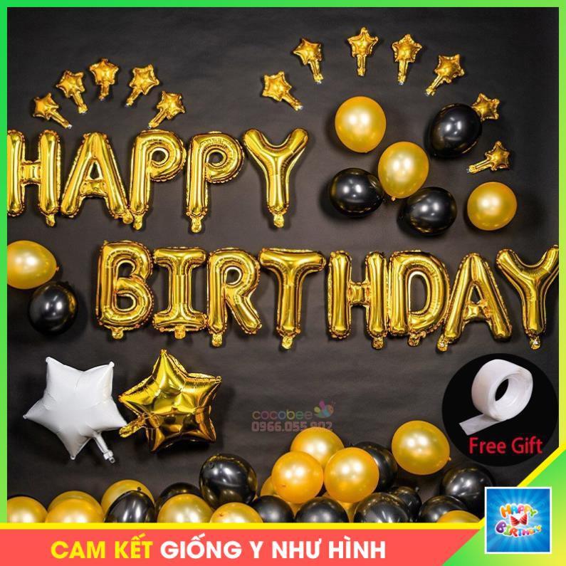 Set trang trí sinh nhật tông vàng đen PCS012 #TrangTriSinhNhat