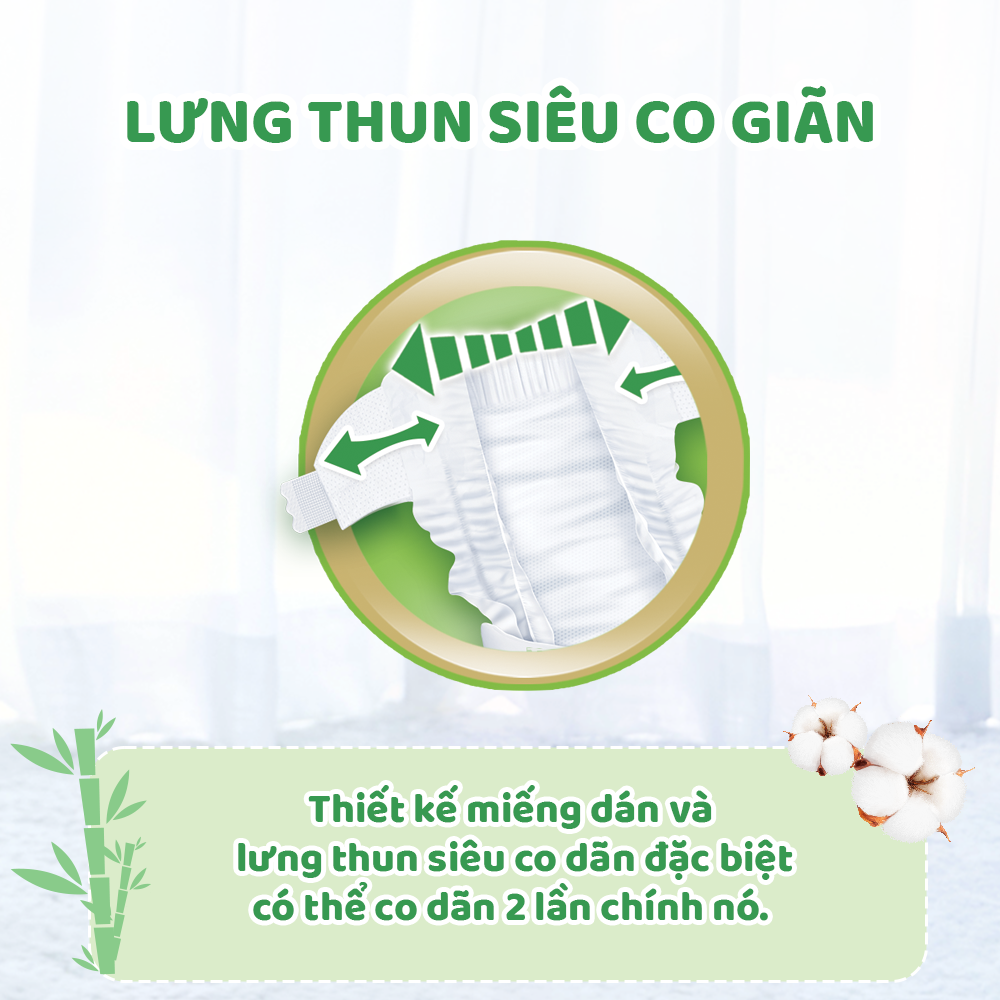 Tã/bỉm dán Molfix Thiên nhiên Super Jumbo L - Gói 68+8 miếng