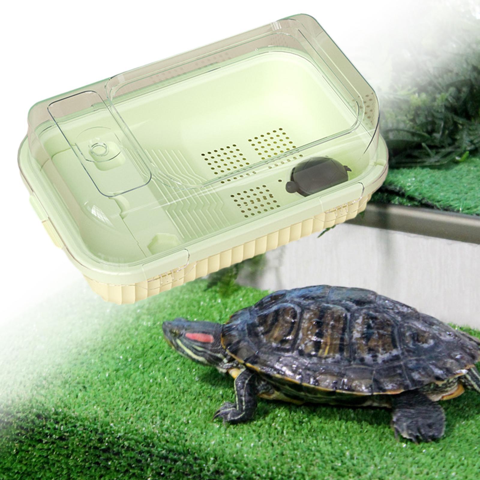 Turtle Tank Aquarium Reptile Tank Tortoises Case Accessories Terrapin Lake Reptile Habitats Turtle Habitat with Lid for Hermit  Terrapin