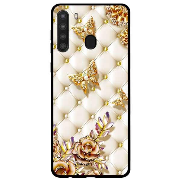 Ốp lưng dành cho Samsung Galaxy A21 mẫu Bướm Vàng Giả Da