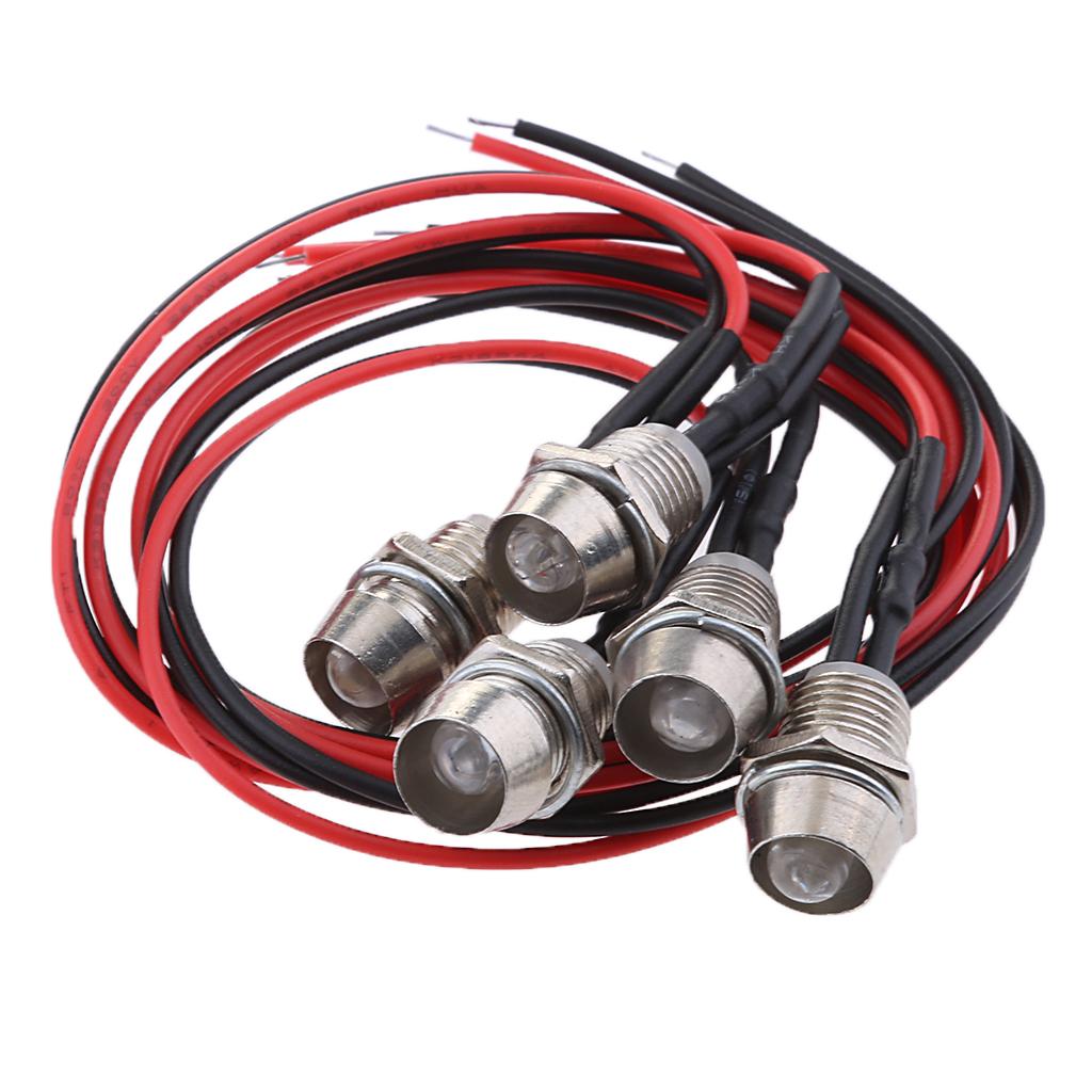 Pack of 5 LED 12V 1.8W Indicator Light Car Boat Dashboard Panel Bulbs Red