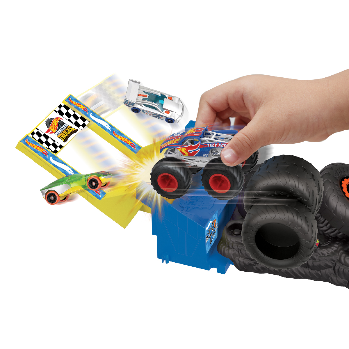 Bộ Đồ Chơi Thử Thách Monster Trucks - Cuộc Đua Kỳ Thú Hot Wheels HNB89/HNB87