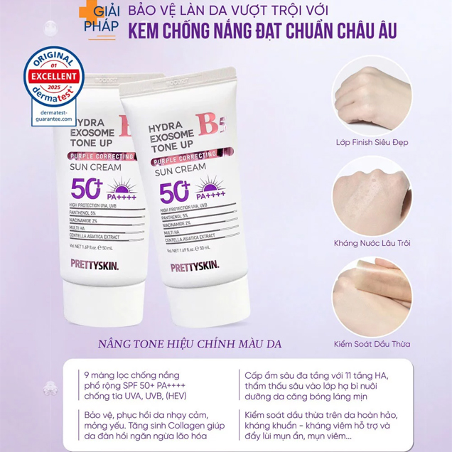 Kem chống nắng nâng tông, hiệu chỉnh tông da Pretty Skin Hydra B5 Exosome Tone Up Hàn Quốc 50ml