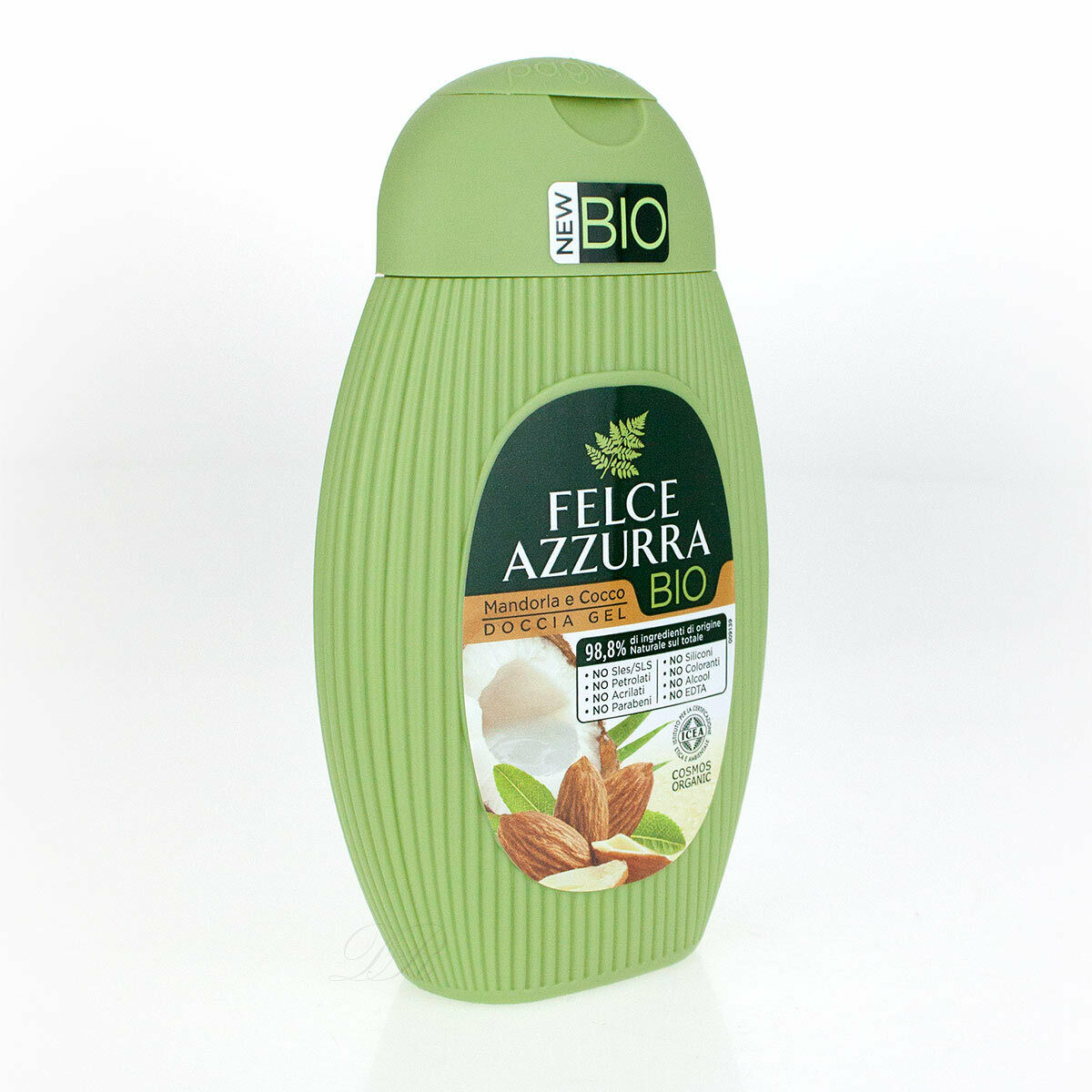 Đang tìm kiếm một loại sữa tắm hữu cơ thơm ngon và lành tính cho làn da của bạn? Hãy xem hình ảnh liên quan để khám phá sản phẩm Felce Azzurra Bio được làm từ những thành phần tự nhiên như hạnh nhân và dừa, giúp cho làn da của bạn được nuôi dưỡng và mềm mại.