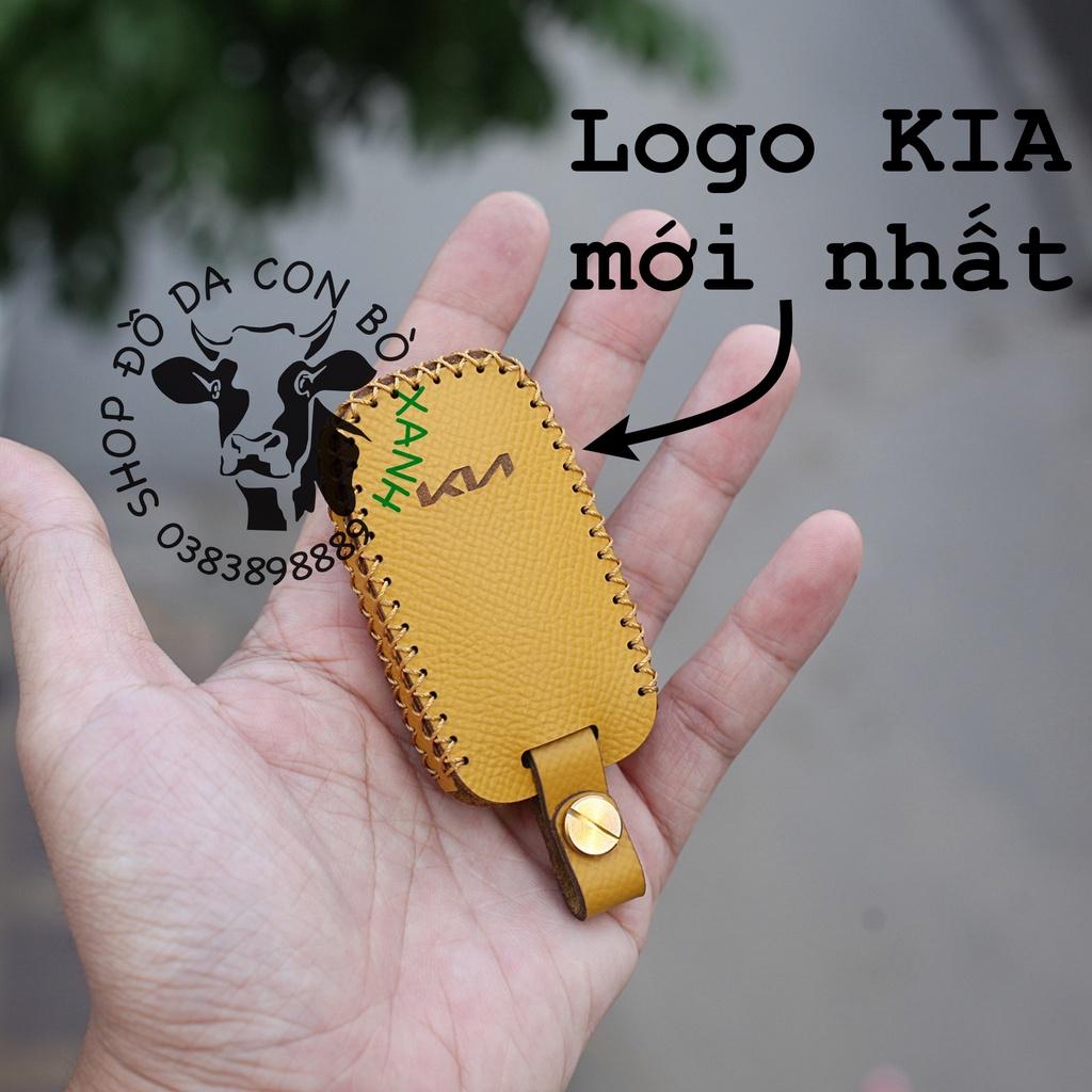 Bao da dành cho Chìa Khoá KIA Seltos 2021 2022, Sonet luxury, Premium logo KIA mới handmade Da Thật 006 B