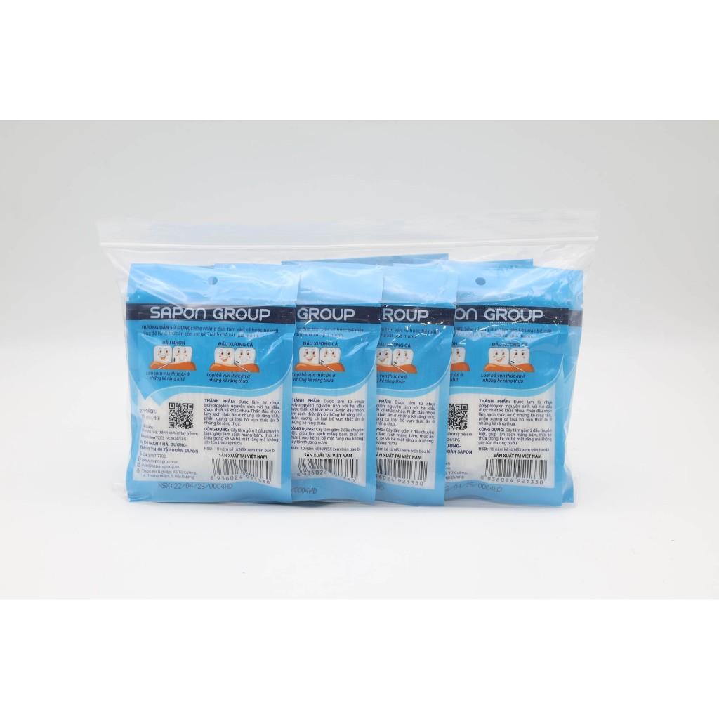 Tăm Xỉa Răng Nhựa Cao Cấp YUMY Túi Zip 200 Cái (TN11-133) – Combo Lố 12 Túi, Dẻo Bền, Không Gãy