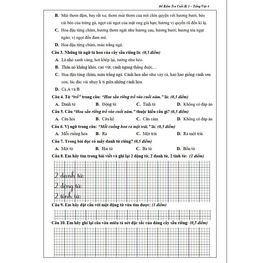 Sách - Đề Kiểm Tra Tiếng Việt 4 - Học Kì 1