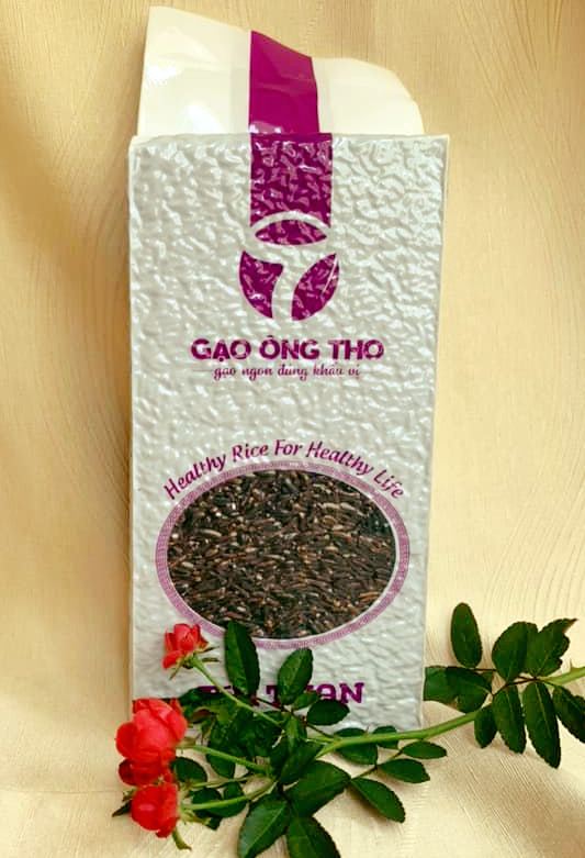 Combo 2 sản phẩm Gạo Ông Thọ - Lứt Tím Than túi 1kg hút chân không cao cấp. Gạo sạch hữu cơ dinh dưỡng cho sức khỏe