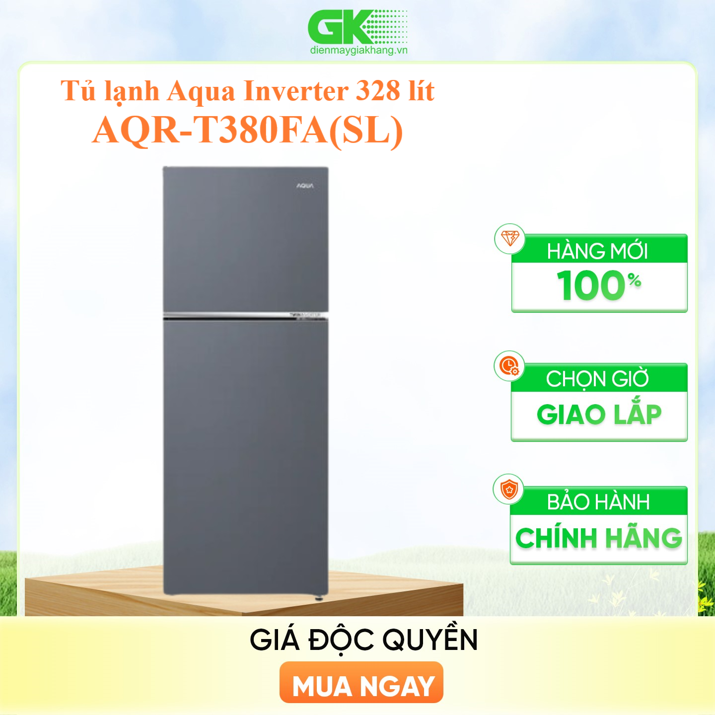 AQR-T380FA(SL) - Tủ lạnh Aqua Inverter 328 lít AQR-T380FA(SL) - Hàng Chính Hãng - Chỉ Giao Hồ Chí Minh