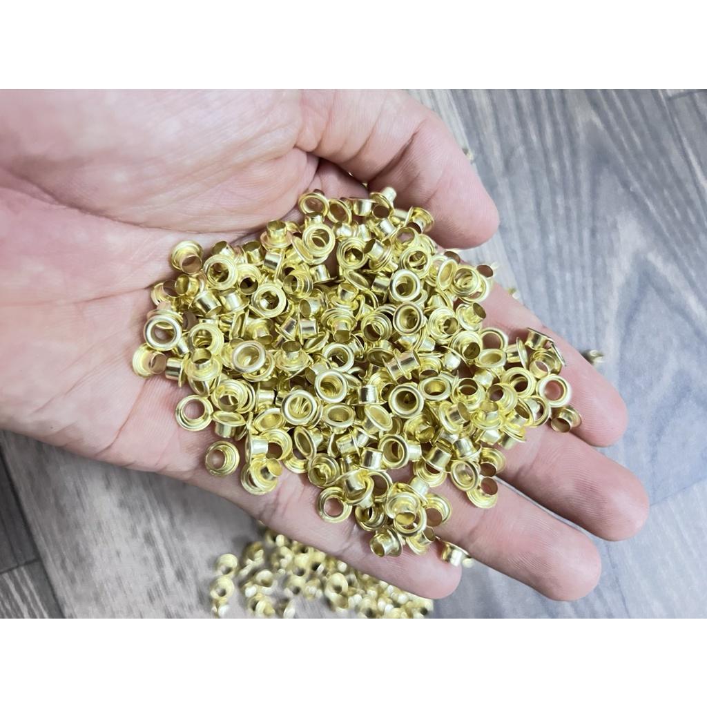 Khoen ore 4mm Bằng Sắt xi Màu VÀNG Bán sỉ Túi 1kg KHÔNG long đền Khuy mắt cáo thẻ tag, bấm túi giấy