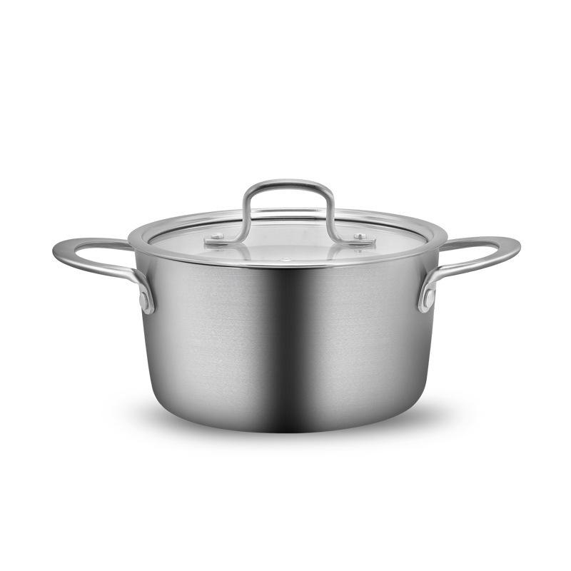 Đảm bảo chất lượng nồi canh inox dày composite ba lớp thép hai tai nồi canh chống dính nồi sữa inox 304