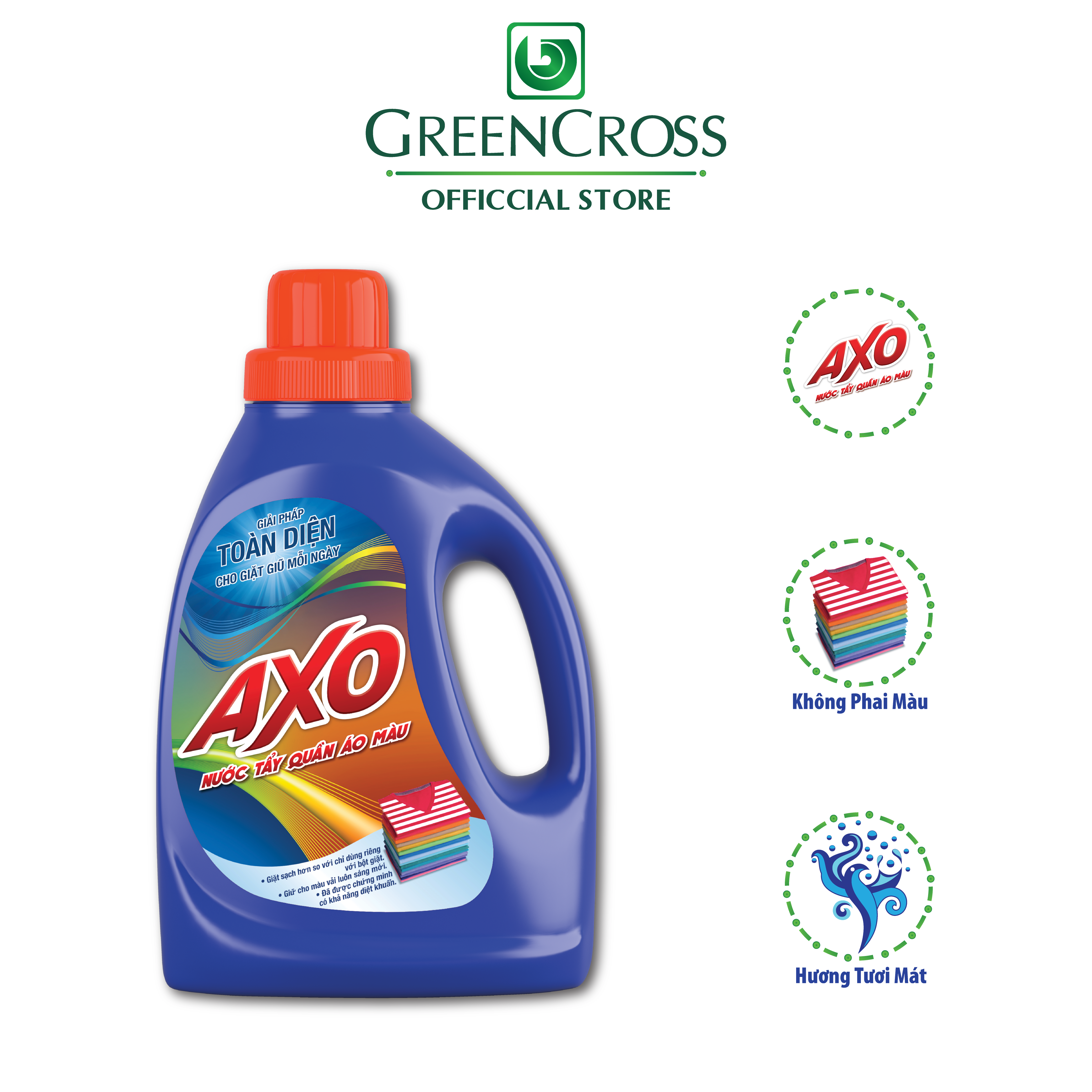 COMBO 4 CAN Nước tẩy quần áo màu đánh bay vết bẩn AXO can 5 Lít Tiết Kiệm Hương Hoa Đào/Tươi Mát