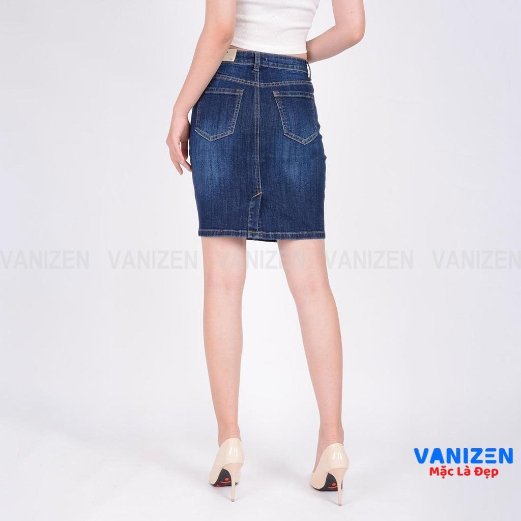 Chân váy jean nữ đẹp lưng cao trơn hàng cao cấp mã 360 VANIZEN