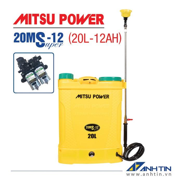 Bình xịt điện tưới cây, khử trùng Mitsu Power 20MS-12 Super | Dung tích 20 lít | 12V-12AH - Bơm đôi
