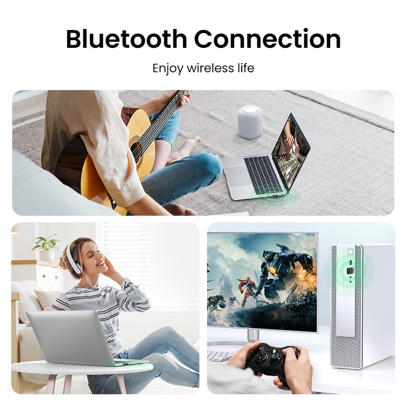 Bluetooth 5.3 USB Adapter Ugreen 90225 Chính hãng CM591 (khoản cách 20m ghép cùng lúc 7 thiết bị, ADR bảo mật ) hàng chính hãng