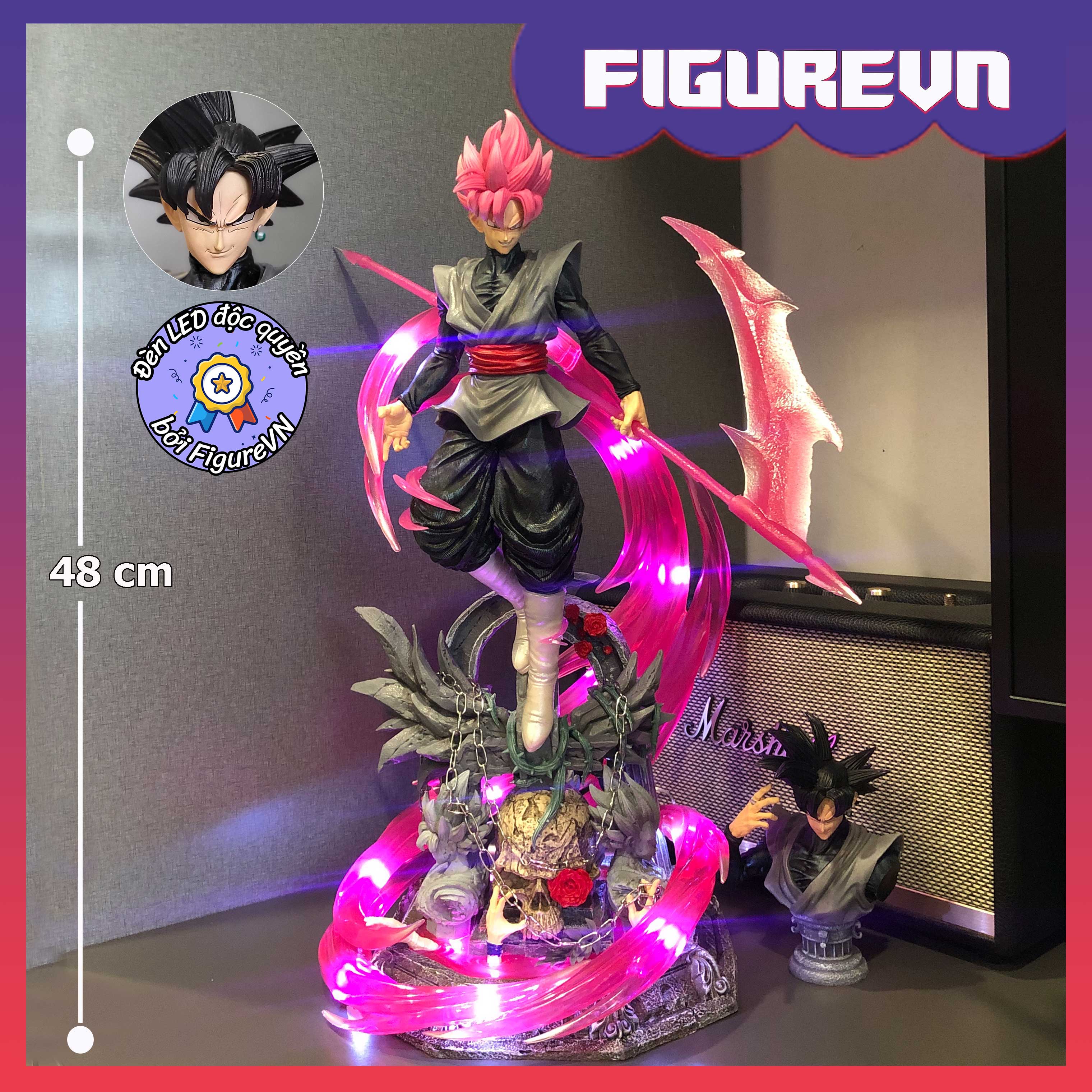 Mô hình Black Goku Rose 2 đầu 48 cm có LED (usb độc quyền) - Dragon Ball