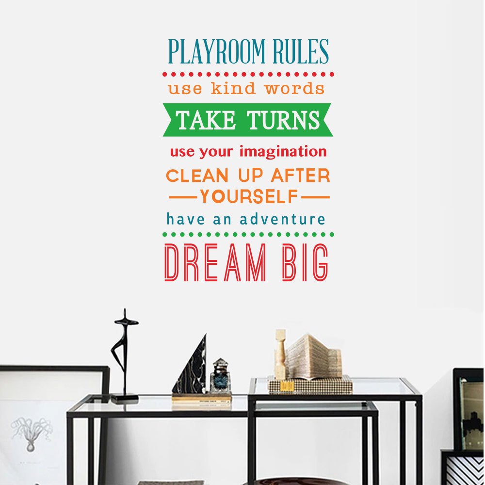 Decal dán tường Playroom rules truyền động lực