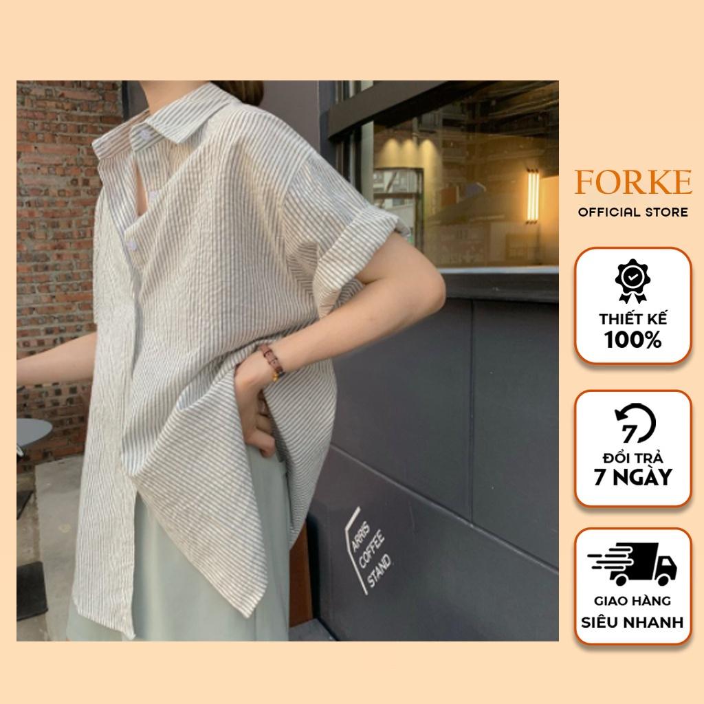 Áo Sơ Mi Cộc Tay Nữ Vải Xốp Form Rộng, Áo Somi Basic Lụa Nữ Ulzzang Dáng Dài Hàng Đẹp Cao Cấp