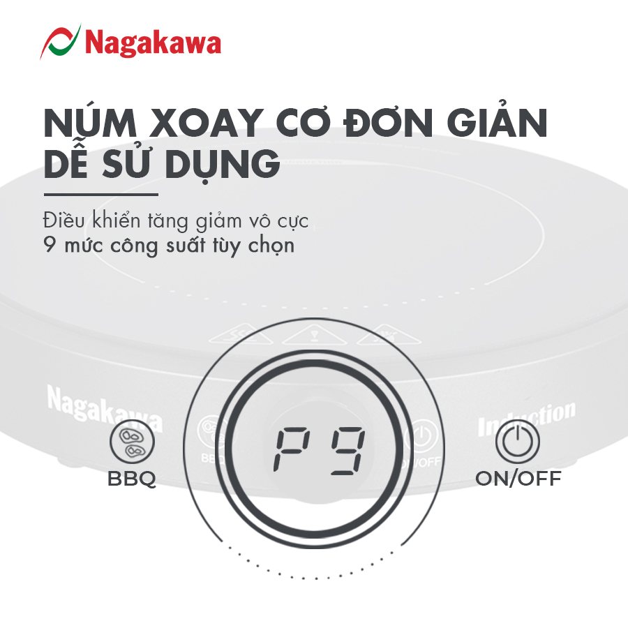 Bếp điện từ đa năng Nagakawa NAG0716 - Kèm nổi lẩu và vỉ nướng chuyên dụng - Hàng chính hãng