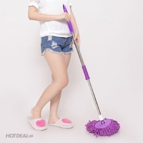 [Quà Tặng] Cây chổi lau nhà 360 độ mâm nhựa tự vắt trợ lực thông minh thấm nước tốt