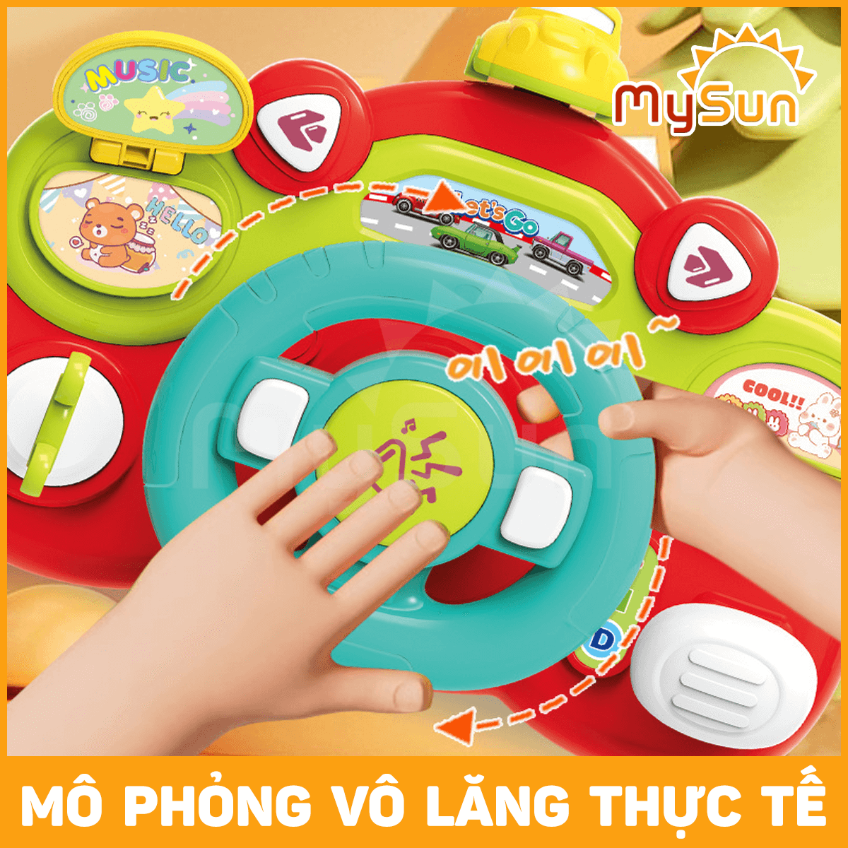 Vô lăng ô tô đồ chơi cho bé gắn xe oto bô lăng mô phỏng tập lái có đèn nhạc tặng PIN