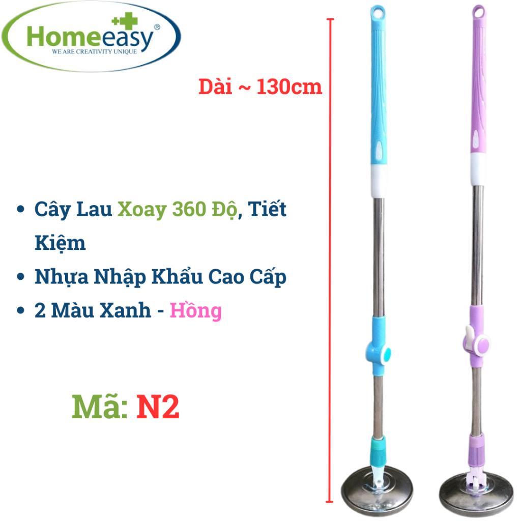 Cây Lau Xoay 360 Độ Homeeasy N2 - Mâm Inox, Cổ Nhựa, Dài 130cm