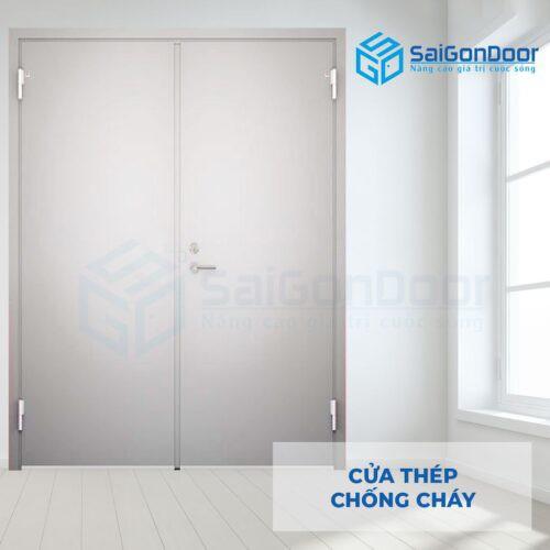 1M Cửa Thép Chống Cháy TCC 2P 2 Tay Nắm Cửa Thiết Kế Chắc Chắn