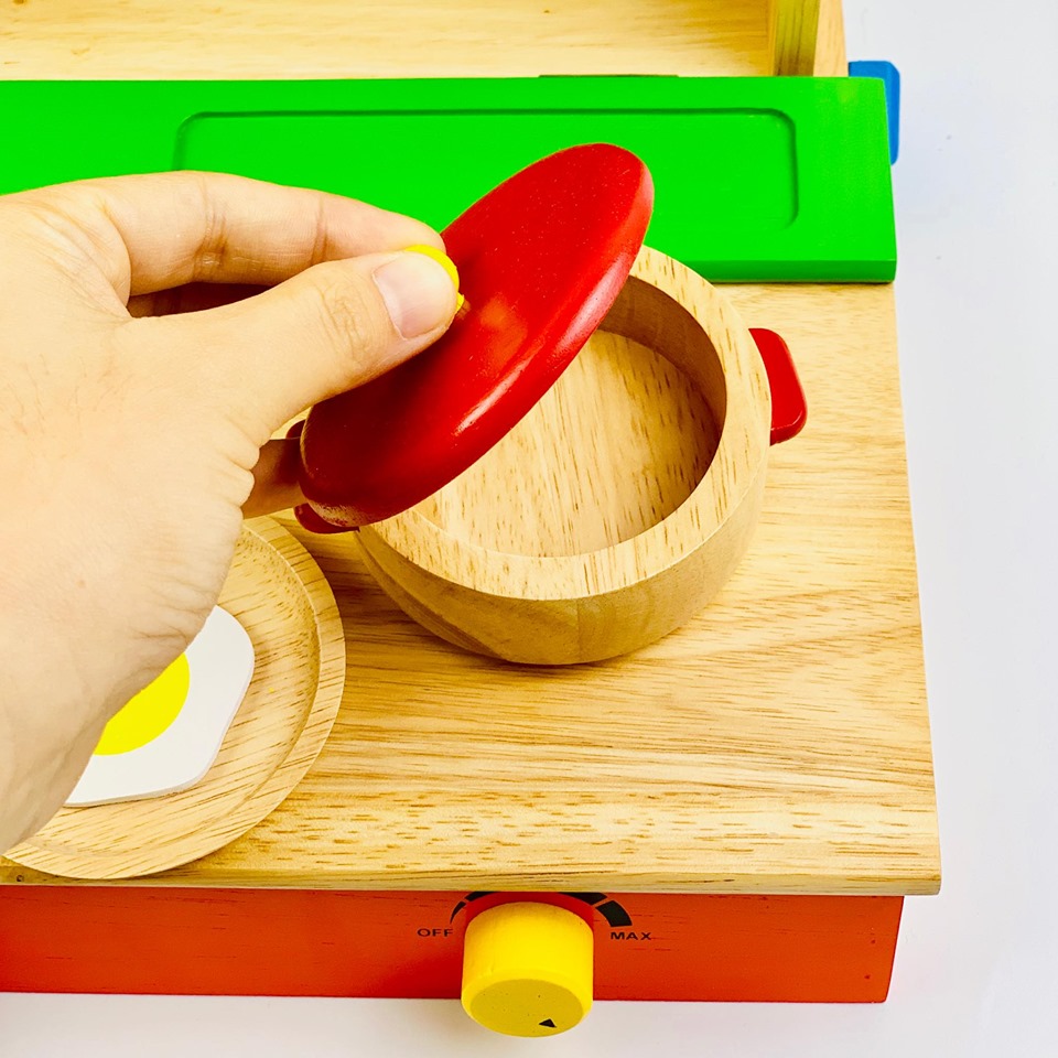Combo đồ chơi nhà bếp : bộ nấu ăn  - bộ cắt cá- bộ cắt trái cây Mykids- đồ chơi gỗ