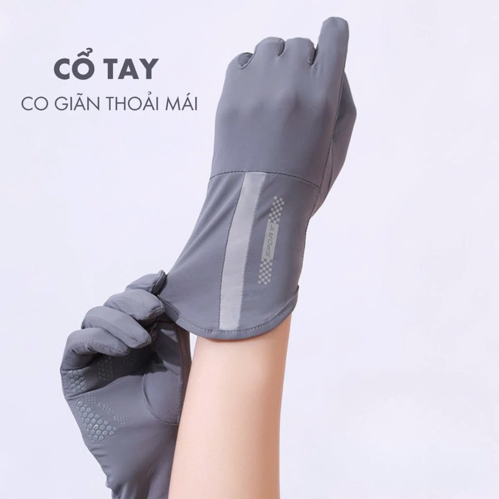 Găng Tay Hở 2 Ngón Unisex Chống Nắng, Có Thể Sử Dụng Cảm Ứng Điện Thoại UV UPF50+ MÀU GHI ĐẬM