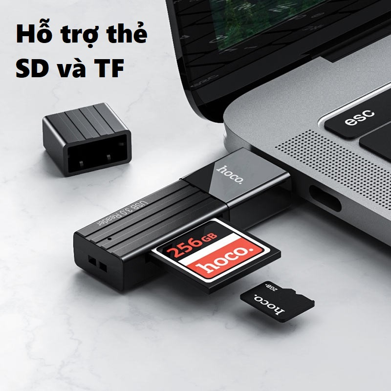 Đầu đọc thẻ nhớ SD / TF chuẩn 3.0 cho laptop hoco HB20 - Hàng chính hãng