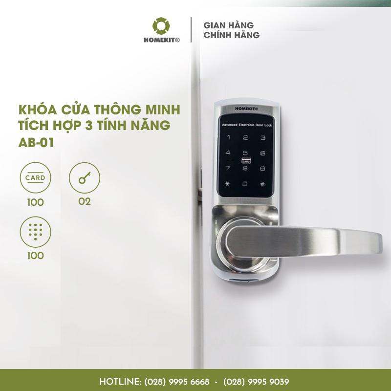 Khóa cửa điện tử thông minh mật mã, thẻ từ, chìa cơ HOMEKIT AB-01 cho cửa đố hẹp - Lắp đặt tận nhà bảo hành 12 tháng