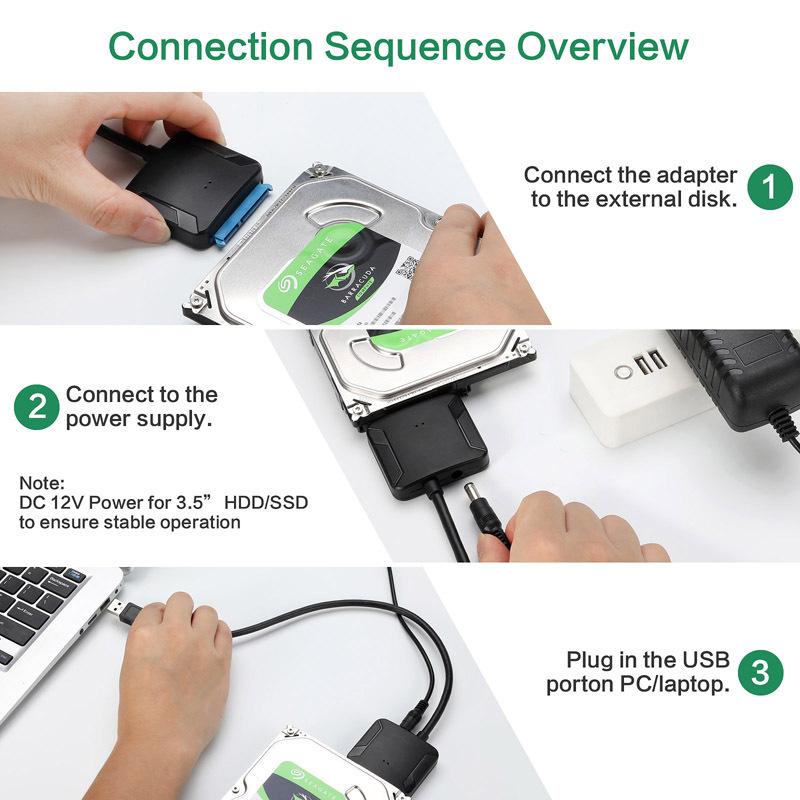 USB 3.0 sang SATA 3 Cáp SATA sang bộ chuyển đổi USB chuyển đổi hỗ trợ cáp 2,5/3,5 inch