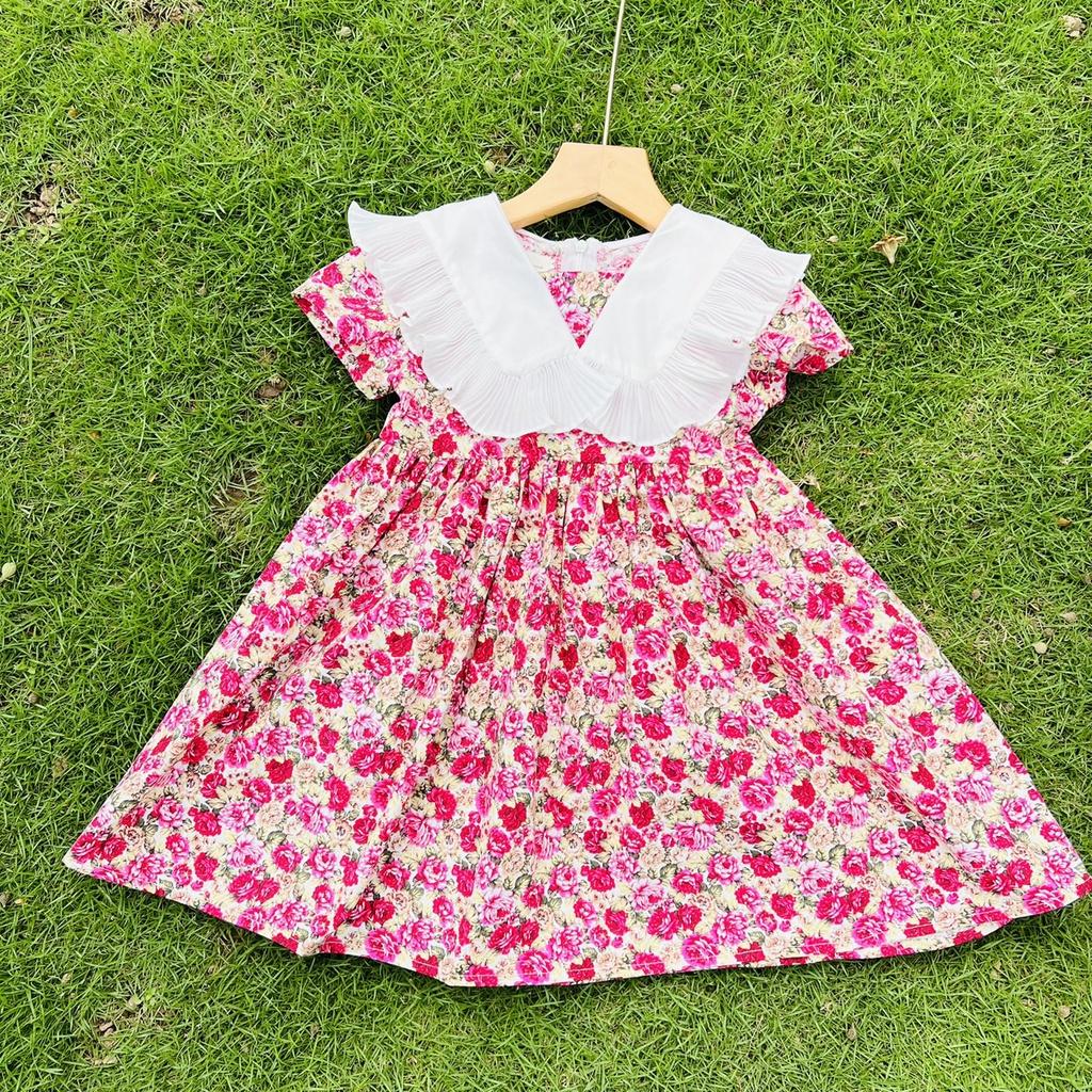 Váy bé gái, đầm bé gái hoa nhí chất thô mềm mại sang chảnh cho bé gái tại Mom's Choice