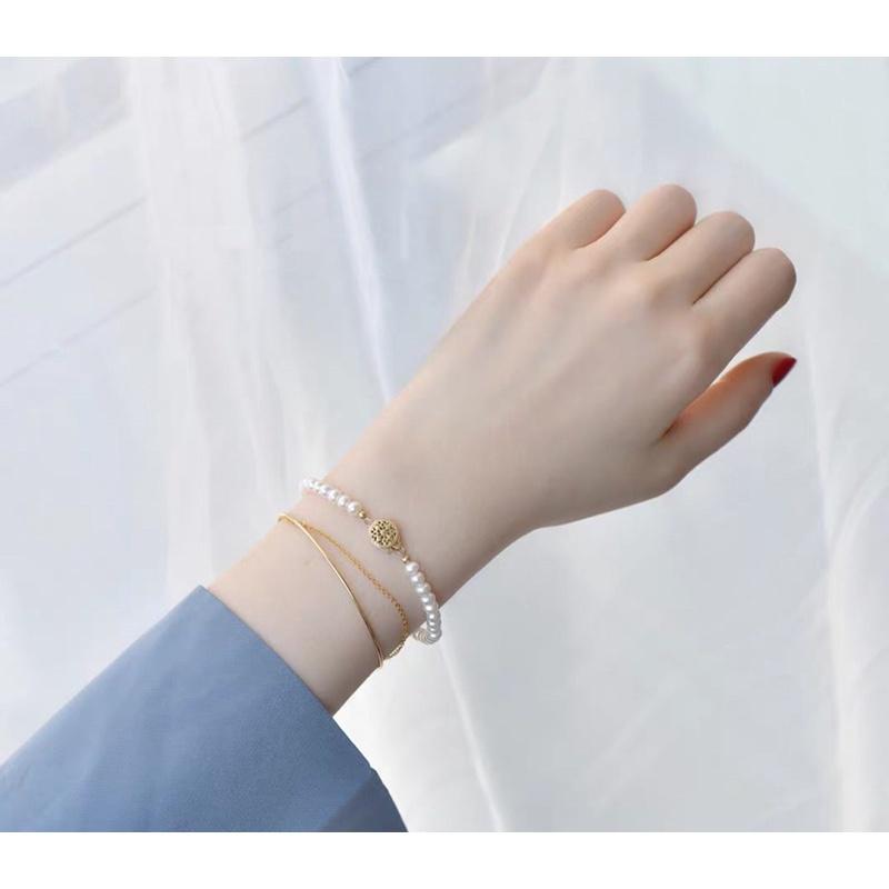 Vòng Tay, Lắc Tay Hạt Ngọc Trai Nước Ngọt Thật 5ly Khóa Hộp Vàng- Trường Thịnh Ngọc Trai