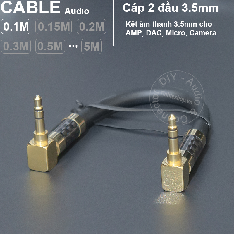 Cáp 3.5 2 đầu chữ L dùng cho DAC AMP MICRO CAMERA - DIY 3.5mm stereo audio cable 90 degree jack