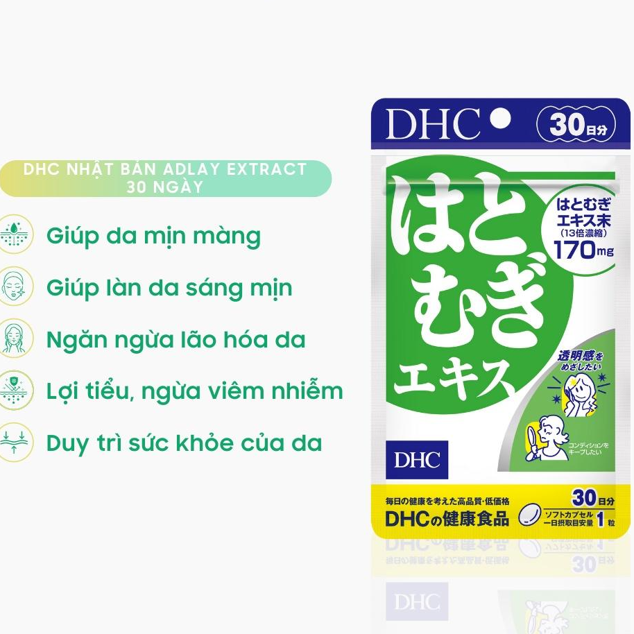 Viên uống trắng da DHC Nhật Bản Adlay Extract 30 Ngày